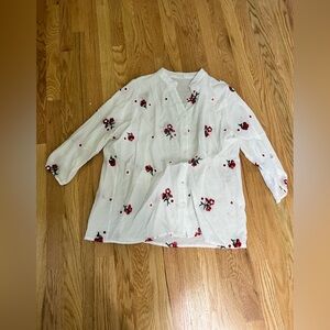 Kindred Bravely White and Red Patterned Long Sleeve Top